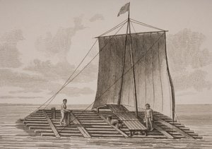 En sydamerikansk balsatræflåde, graveret af Thomas Milton (1743-1827) 1820
